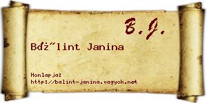 Bálint Janina névjegykártya